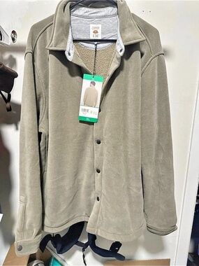 Copper & Oak Heavyweight Ribbed Shirt Jacket Green XL